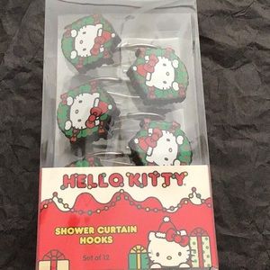 Hello Kitty holiday wreath Shower curtain hooks, set of 12.